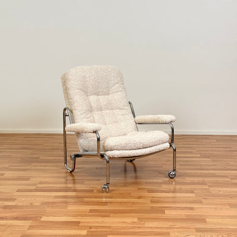 Chrome armchair in teddy, 1970s