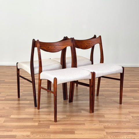 Set of 4 dining chairs in rosewood by Glyngøre Stolefabrik, 1950s-60s, Denmark - Beyo Vintage