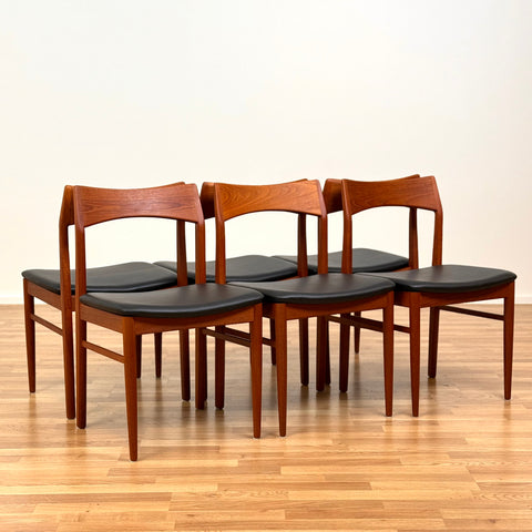 Set of 6 dining chairs in teak by Henning Kjaernulf. A for Vejle Stolefabrik, 1950s-60s, Denmark - Beyo Vintage
