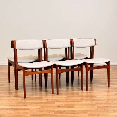 PRICE Set of 6 dining chairs in solid teak by Thorsö, 1950s-60s, Denmark - Beyo Vintage