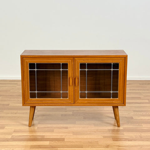 Small storage unit with glass-doors, walnut, Sweden 1960s - Beyo Vintage