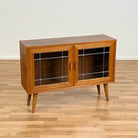 Small storage unit with glass-doors, walnut, Sweden 1960s - Beyo Vintage
