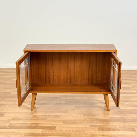 Small storage unit with glass-doors, walnut, Sweden 1960s - Beyo Vintage