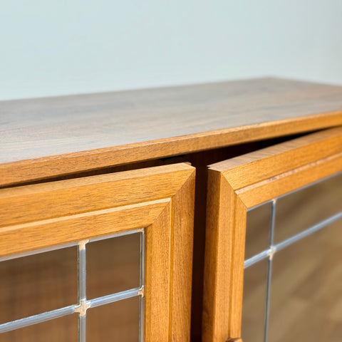 Small storage unit with glass-doors, walnut, Sweden 1960s - Beyo Vintage