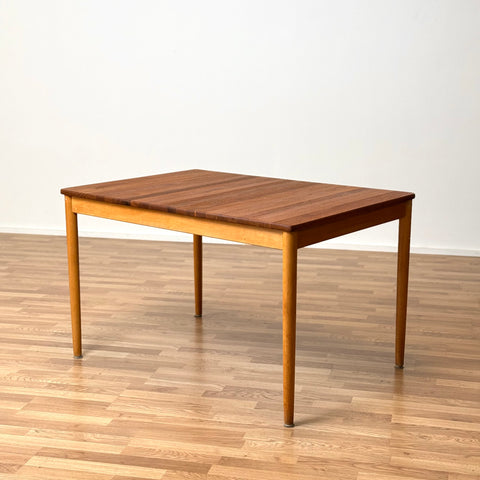 Dining table in solid teak & beech by Hagafors, 1950s-60s, Sweden - Beyo Vintage
