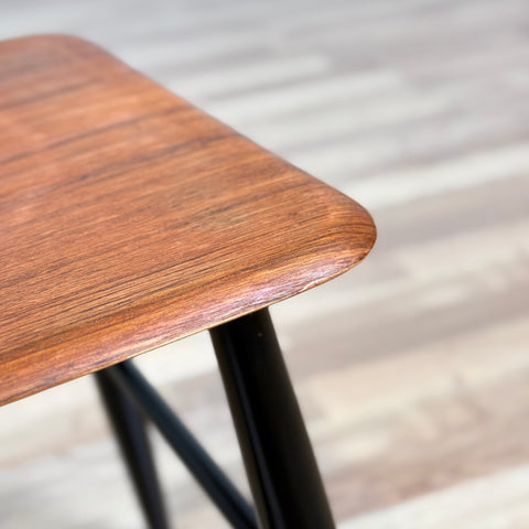 Stool in teak, "Fanett" by Ilmari Tapiovaara for Edsbyverken, Sweden - Beyo Vintage