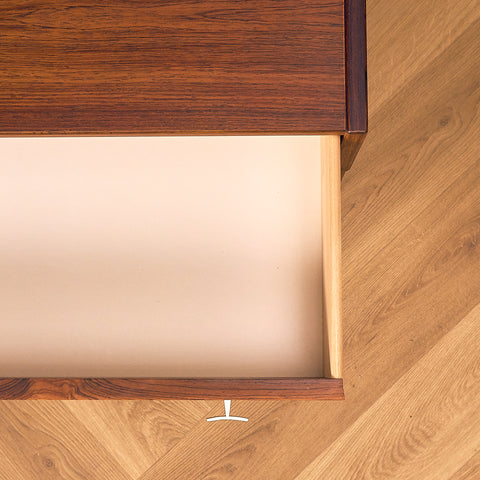 IKEA Excellent Santos Rosewood Bookshelf with Drawer and Brass Handles, drawer interior