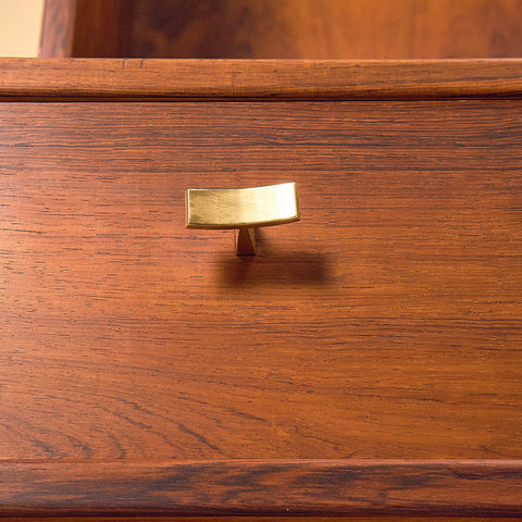 IKEA Excellent Santos Rosewood Bookshelf with Drawer and Brass Handles, close-up of the second brass handle