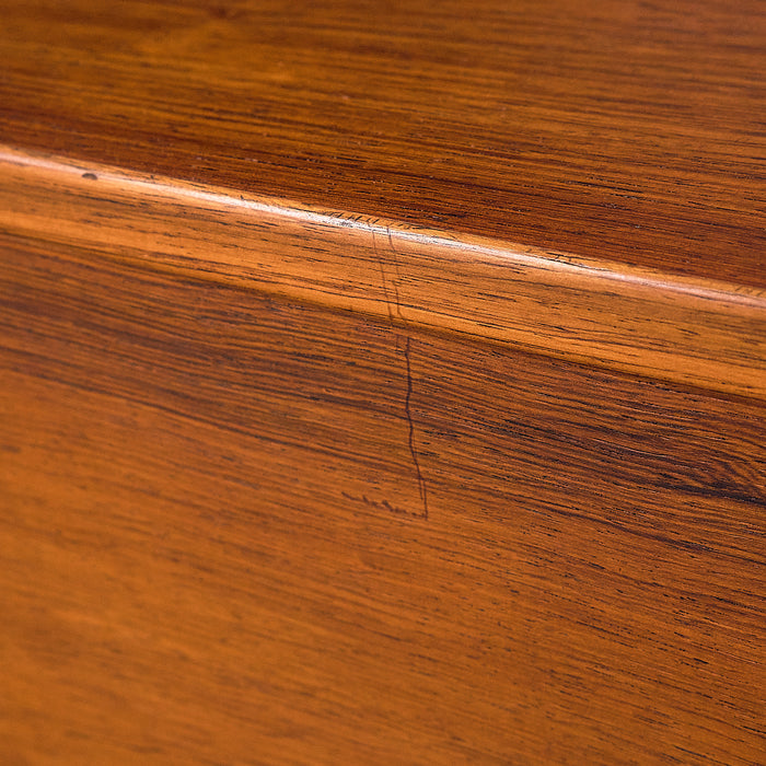 Rosewood Bookshelf with Drawer and Brass Handles, hairline crack on the edge