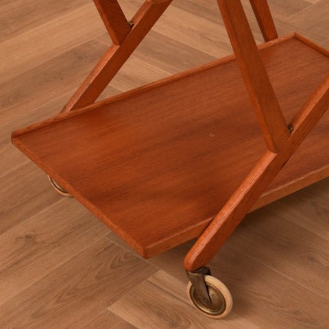 Foldable serving trolley in teak & oak by Fröseke AB Nybrofabriken