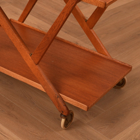 Foldable serving trolley in teak & oak by Fröseke AB Nybrofabriken
