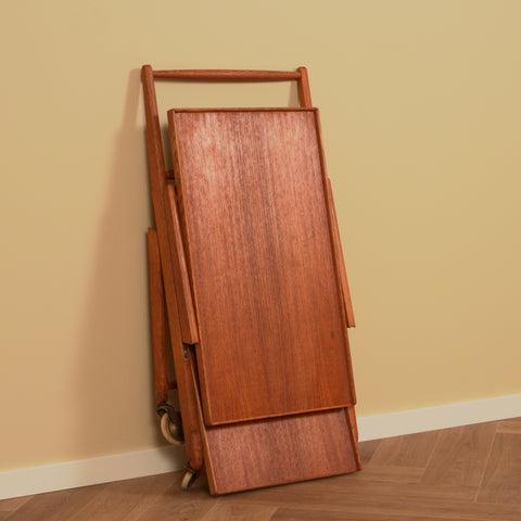 Foldable serving trolley in teak & oak by Fröseke AB Nybrofabriken