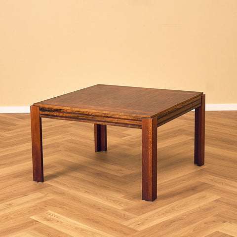 Santos Rosewood Coffee Table with Square Top, three-quarter view