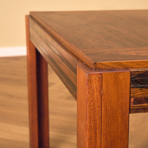 Santos Rosewood Coffee Table with Square Top, close-up of the top corner