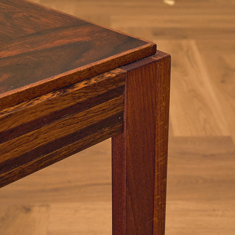 Santos Rosewood Coffee Table with Square Top, close-up of the Santos rosewood banding