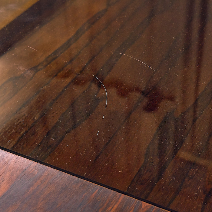 Rosewood Coffee Table with Glass Display and Drawer, light scratches on the glass
