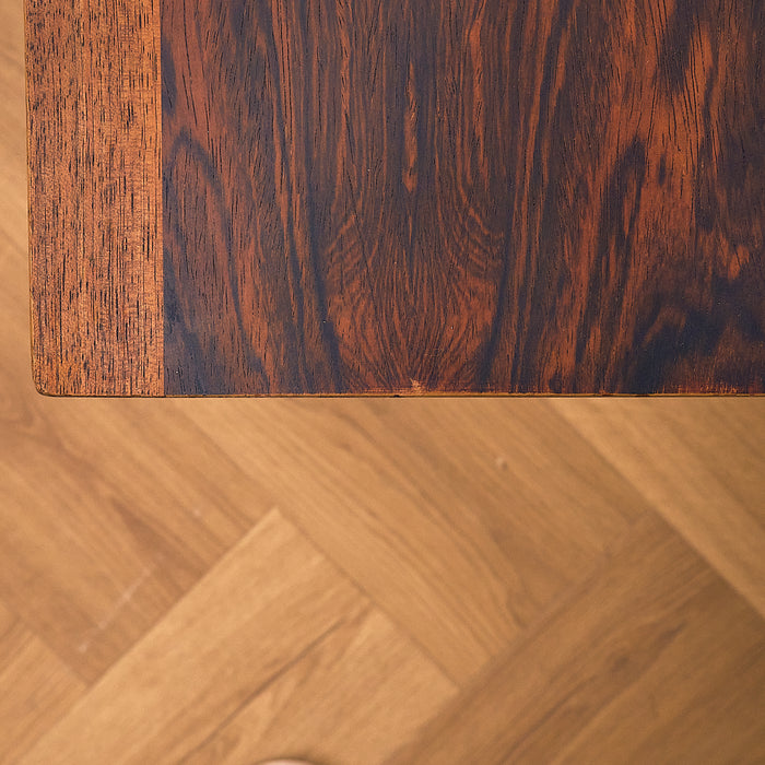 Rosewood Coffee Table with Glass Display and Drawer, light wear on the top corner
