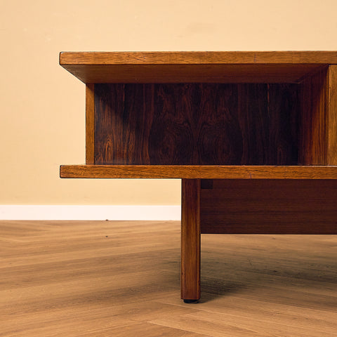 Torbjørn Afdal Santos Rosewood Coffee Table with Glass Display and Drawer, close-up of the open shelf