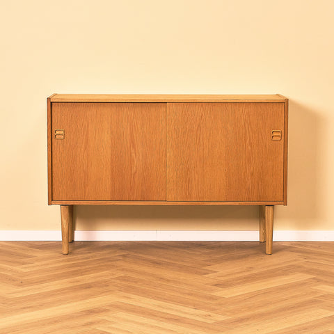 Danish Oak Sideboard with Sliding Doors, front view