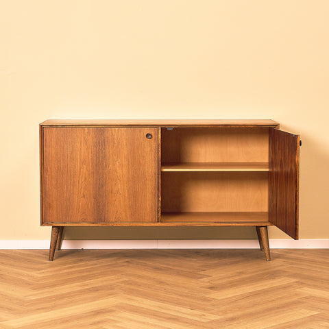 Danish Santos Rosewood Sideboard, front view with the right door open