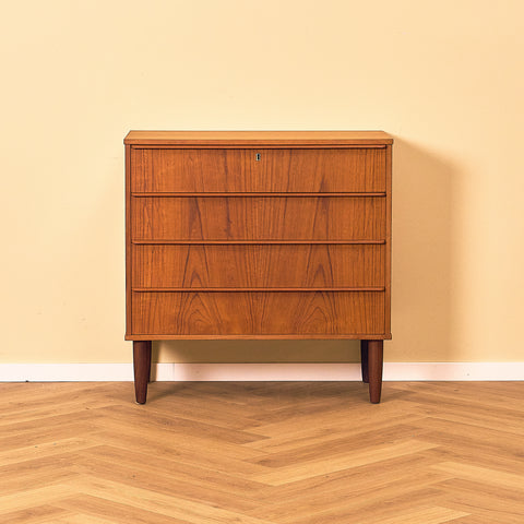 Danish Teak Chest of Four Drawers, front view