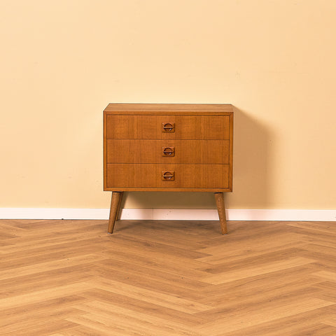 Small Danish Teak Chest of Three Drawers, front view