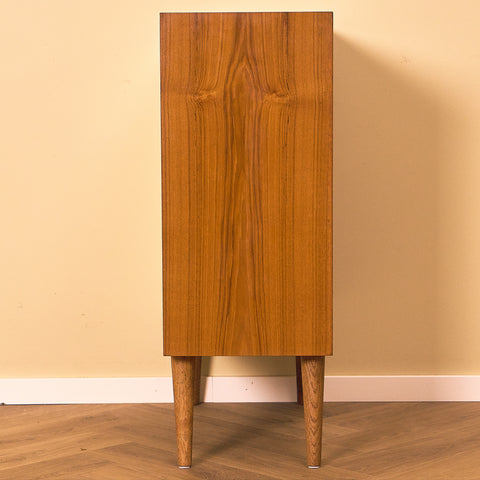 Small Danish Teak Bookshelf on Oak Legs, side profile