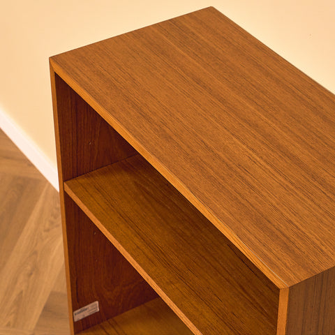 Compact Danish Teak Bookshelf, three-quarter view