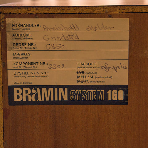 Bramin Santos Rosewood Bookshelf, Bramin System 160 label on the back