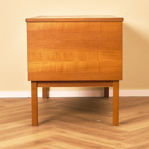 Danish Teak Writing Desk with Shelved Back, side profile