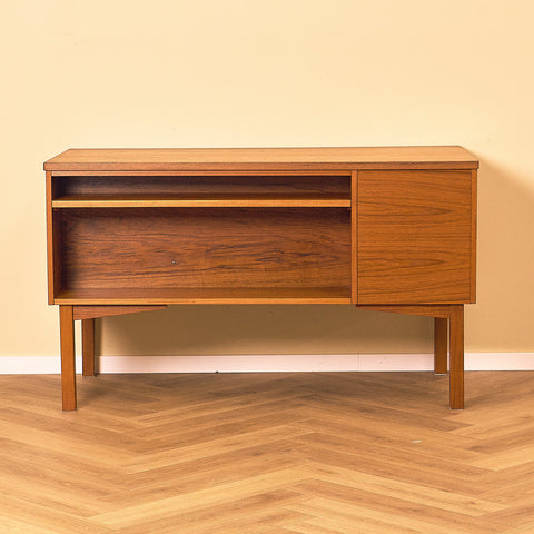 Danish Teak Writing Desk with Shelved Back, back view