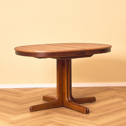 Extendable Danish Mahogany Dining Table, three-quarter view