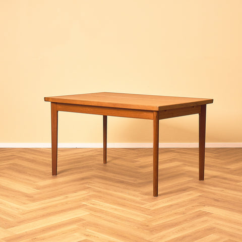 Danish Teak Draw-Leaf Dining Table, three-quarter view