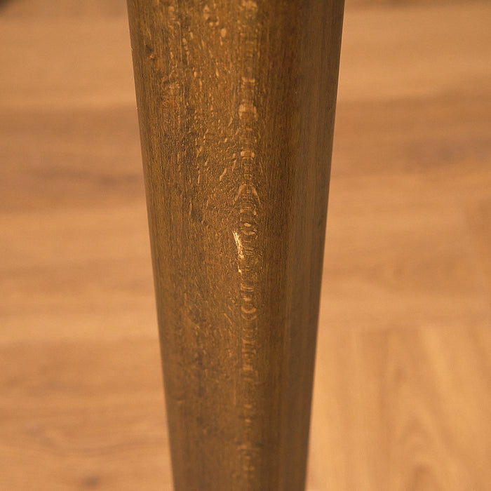Round Teak Extendable Dining Table, small dents on a leg