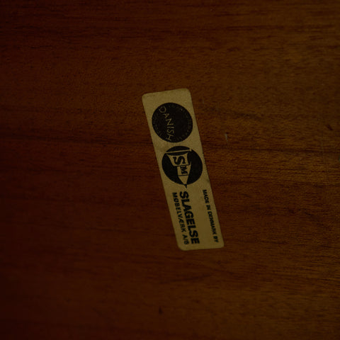 Slagelse Møbelværk Teak Dining Table with Lipped Top, Slagelse Møbelværk maker's label