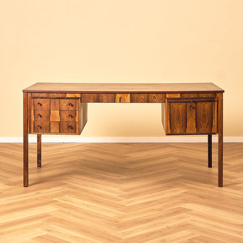 Erik Wørts Exclusive Santos Rosewood Writing Desk with Patchwork Drawers, front view