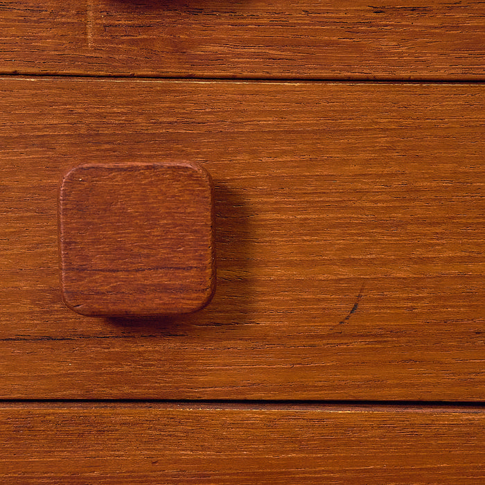 Dark Teak Writing Desk with Six Drawers, light wear near the handle
