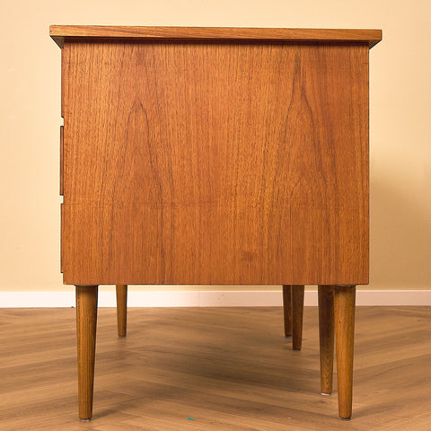 Teak Writing Desk with Tapered Legs, side view