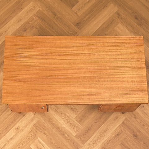 Teak Writing Desk with Tapered Legs, top view